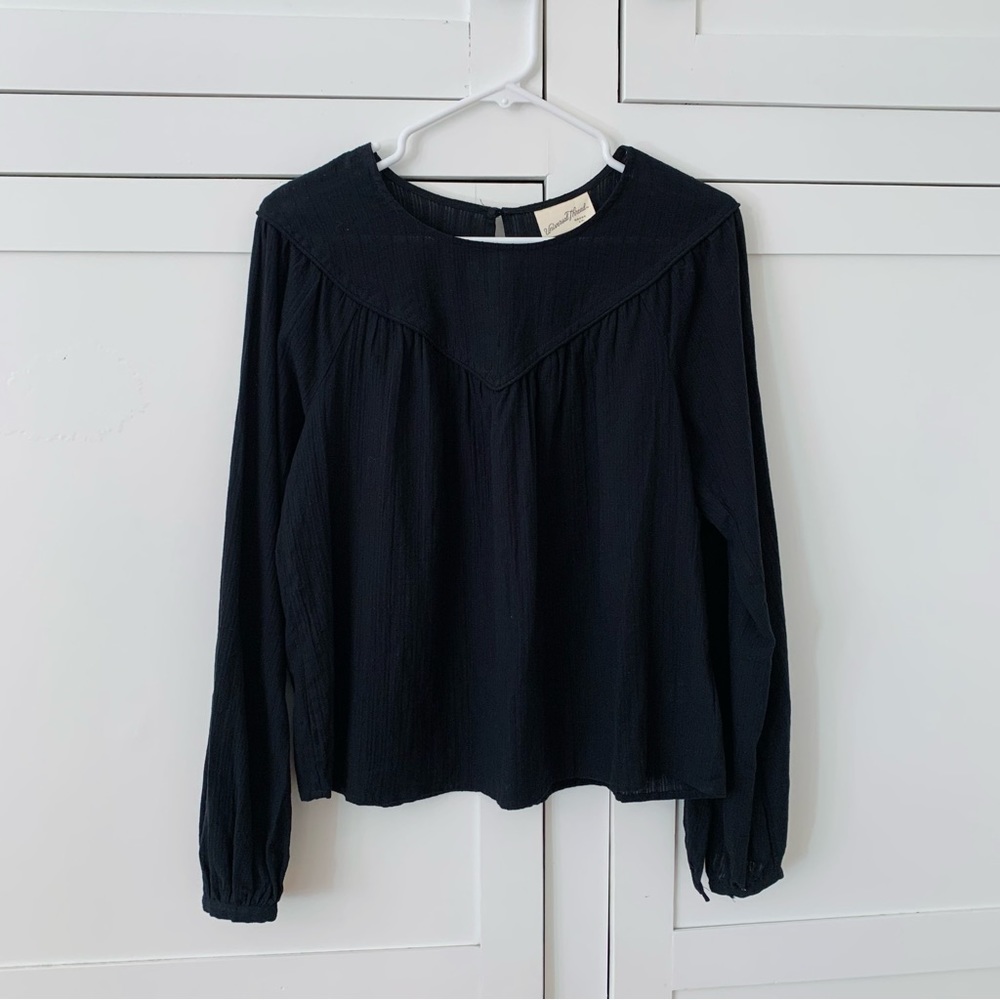 Universal Thread Black Cotton Praire Blouse Size XS